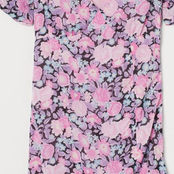NWT H&M DIVIDED FLORAL PINK DRESS L - Picture 4 of 4